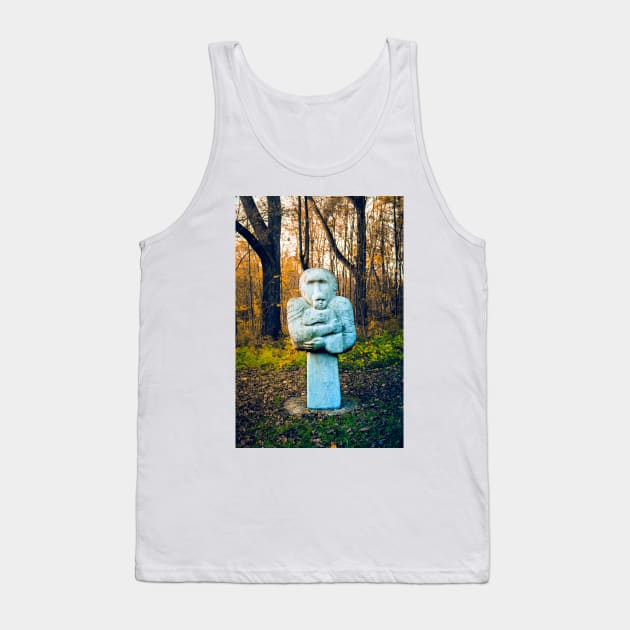 Picture of post modern sculpture of Motherhood in autumn park Tank Top by Czajnikolandia